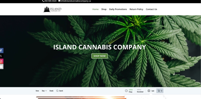 image of the island cannabis website