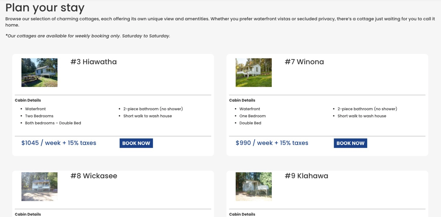 Tillicum Seaside Resort cottage listings