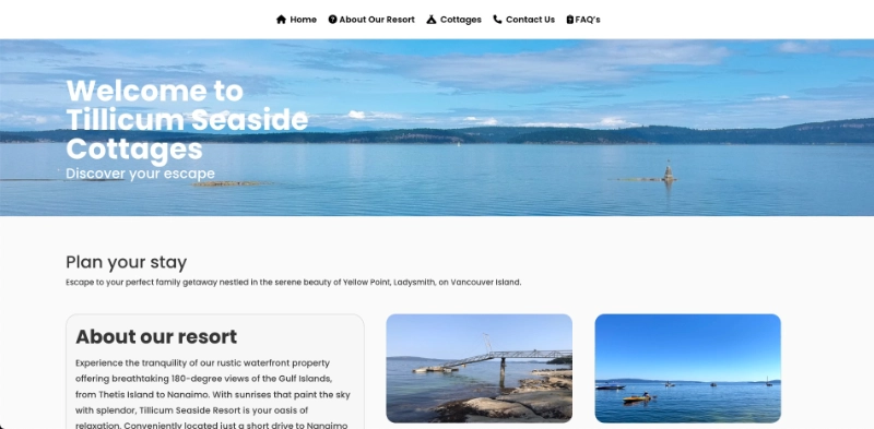 a screenshot of the tillicum seaside resort's website