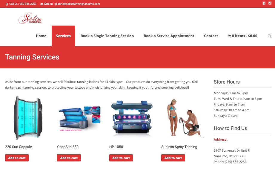 WooCommerce for Solisa Tanning and Lashes